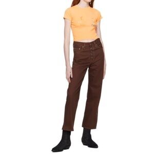 NWT Levi’s Ribcage straight ankle super high rise jeans chocolate brown